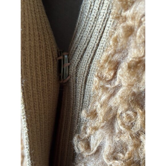 FREE PEOPLE Long Faux Mongolian Fur Cardigan Sweater Coat Coatigan Size S Shag - Picture 6 of 16